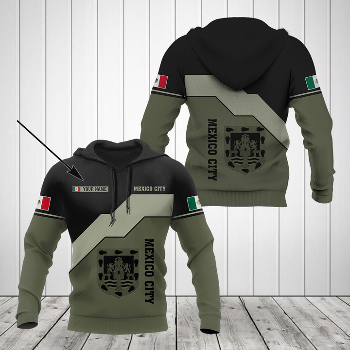 AIO Pride - Custom Name Mexico City Coat Of Arms And Flag Unisex Adult Shirts