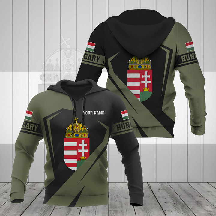 AIO Pride - Custom Name Hungary Coat Of Arms Diamond Black Unisex Adult Shirts