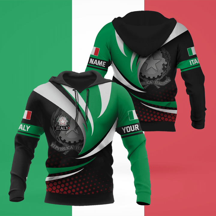 AIO Pride - Customize Pattern Wave And Coat Of Arms Italy Unisex Adult Hoodie