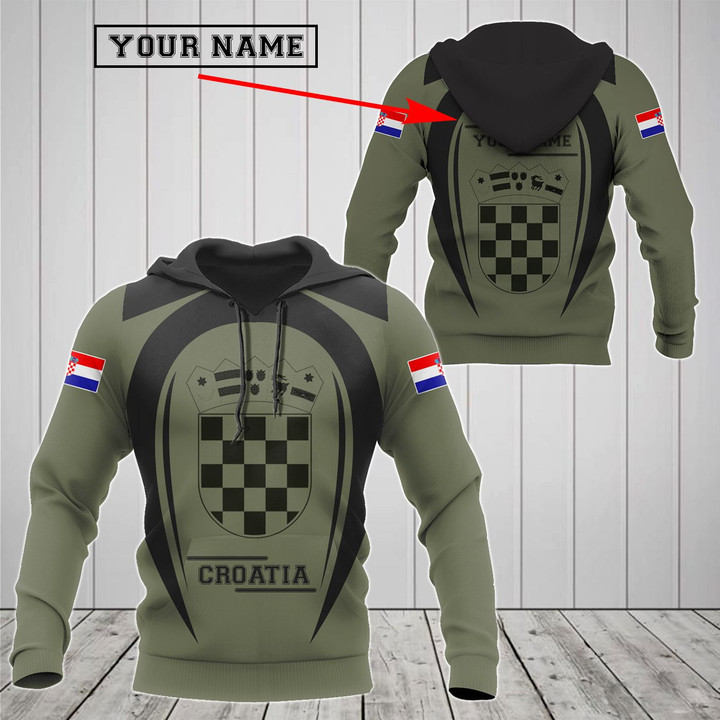 AIO Pride - Customize Croatia Black Coat Of Arms V2 Unisex Adult Hoodies