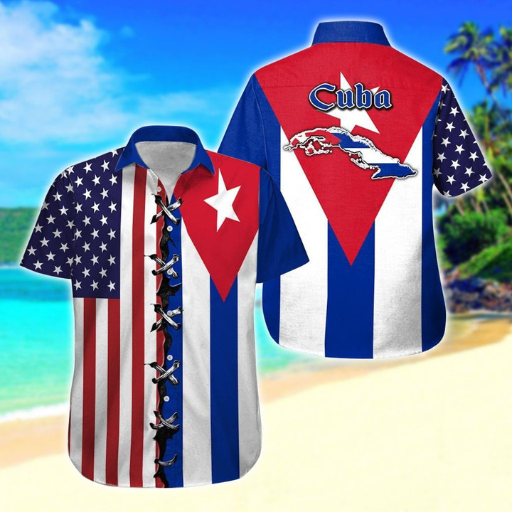 AIO Pride - Cuba Map & Flag Hawaiian Shirt