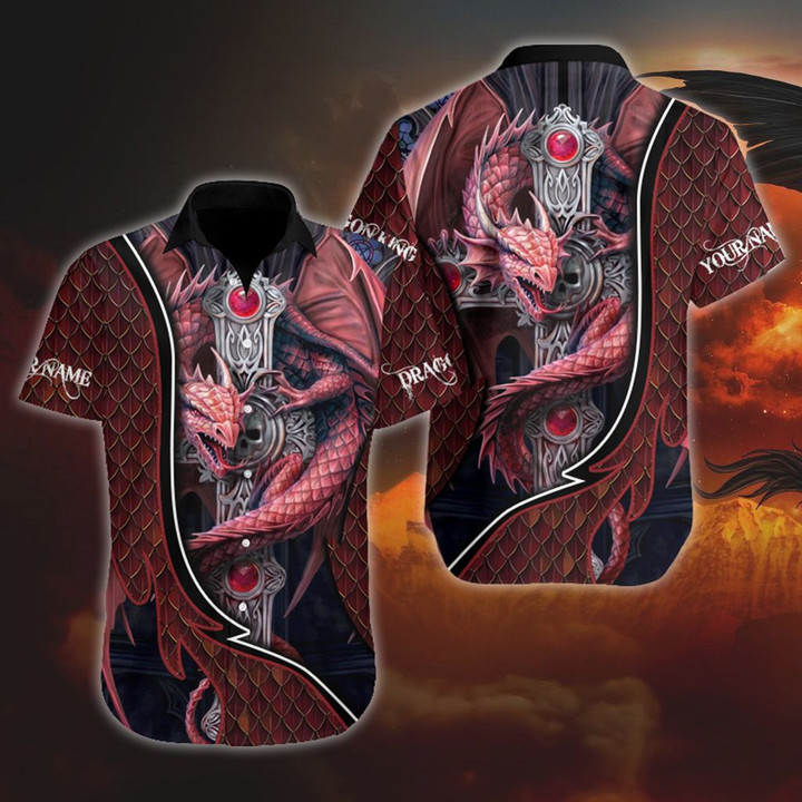 AIO Pride - Custom Name Dragon King 3D Hawaiian Shirt