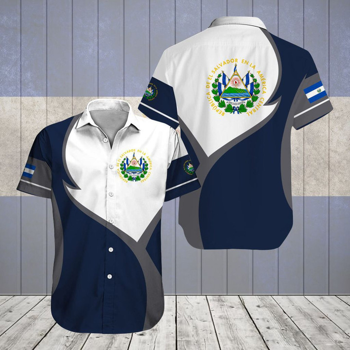 AIO Pride - El Salvador Coat Of Arms Blue And White Hawaiian Shirt