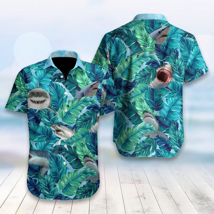 AIO Pride - Shark Leaf Pattern Hawaiian Shirt