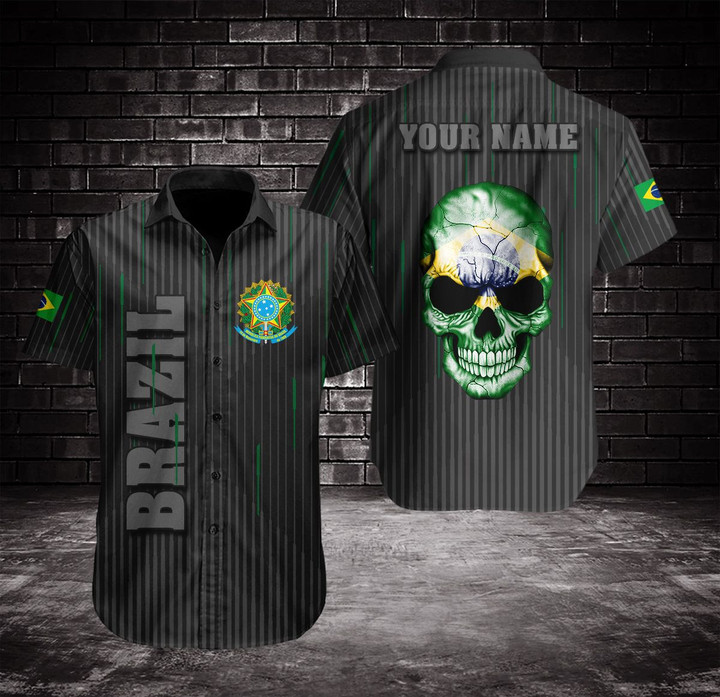 AIO Pride - Brazil Line Skull Hawaiian Shirt