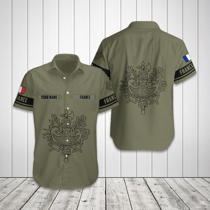 AIO Pride - Custom Name Coat Of Arms France Hawaiian Shirt
