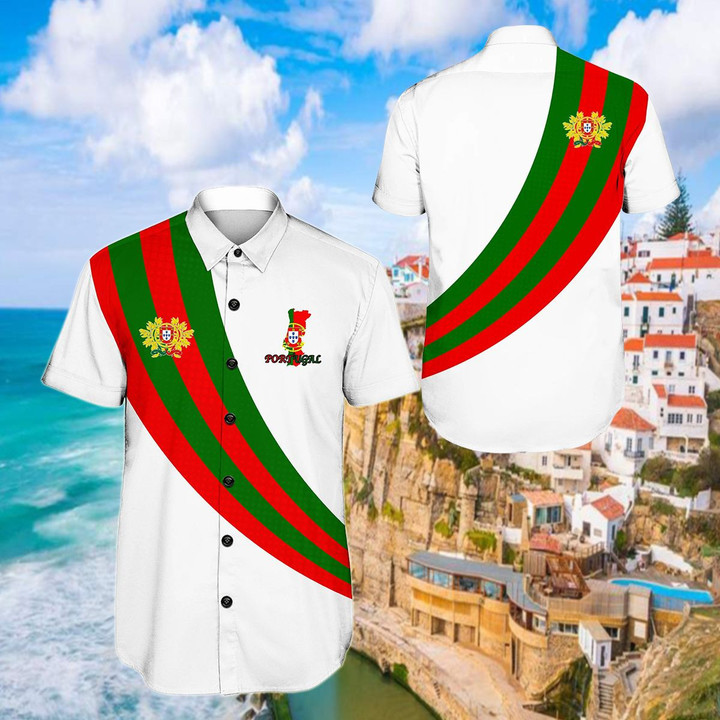 AIO Pride - Portugal Special Flag White Hawaiian Shirt
