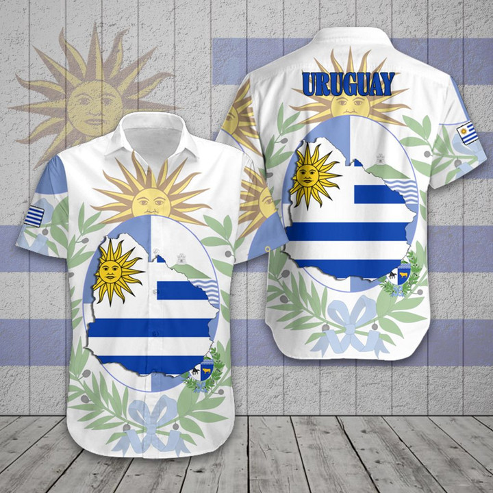 AIO Pride - Uruguay Coat Of Arms And Flag Map Hawaiian Shirt