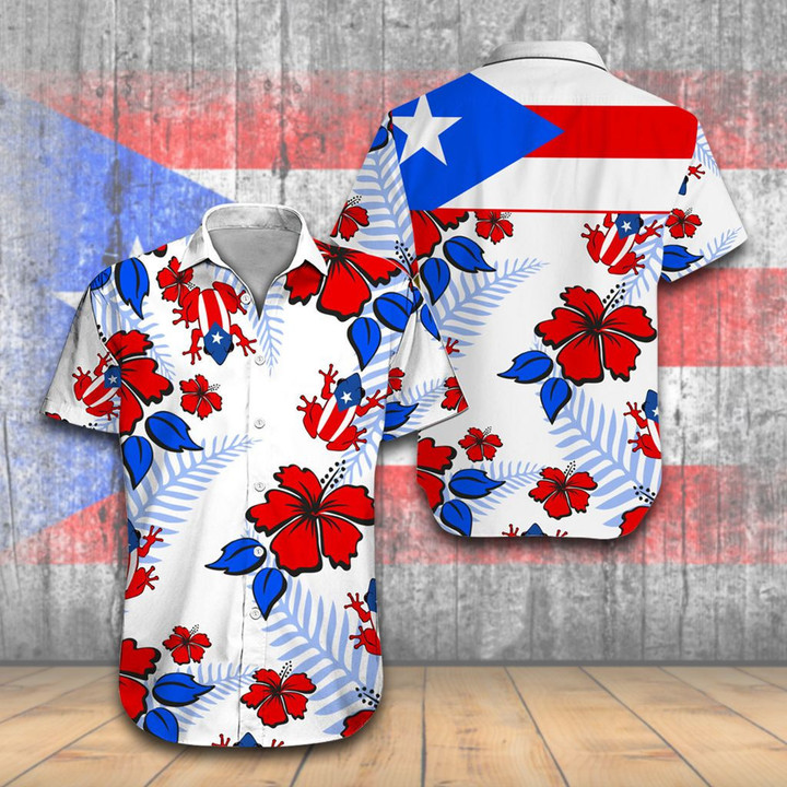 AIO Pride - Puerto Rico Coqui Hibiscus Hawaiian Shirt