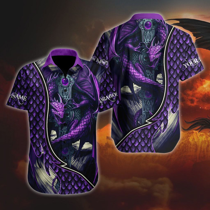 AIO Pride - Custom Name Dragon King With Cross Hawaiian Shirt