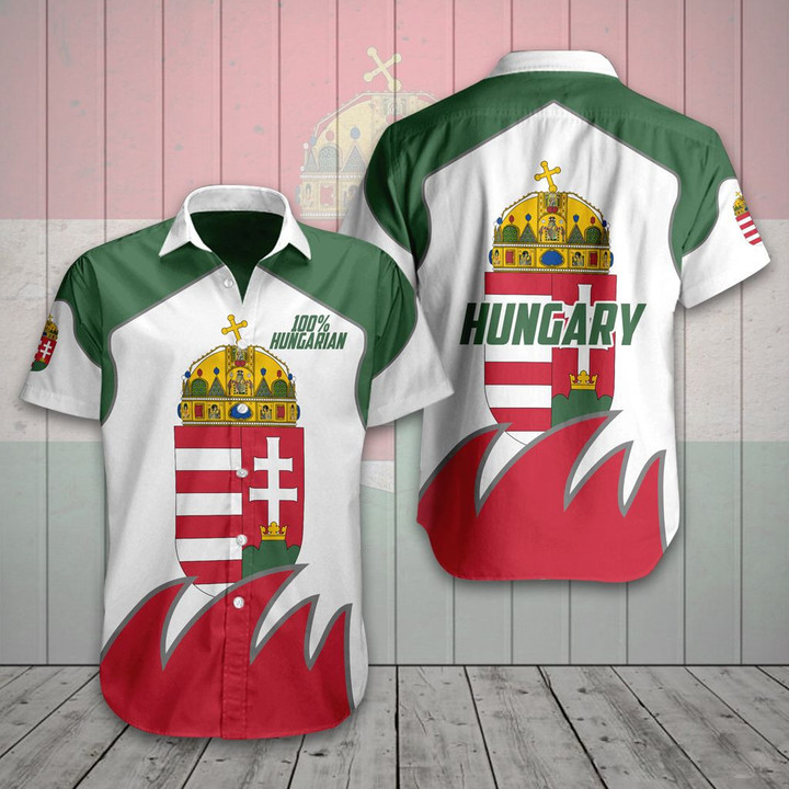 AIO Pride - Hungary Coat Of Arms Fire Style Hawaiian Shirt