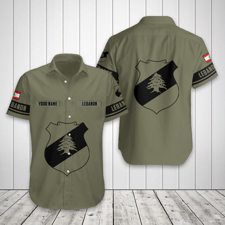 AIO Pride - Custom Name Coat Of Arms Lebanon Hawaiian Shirt