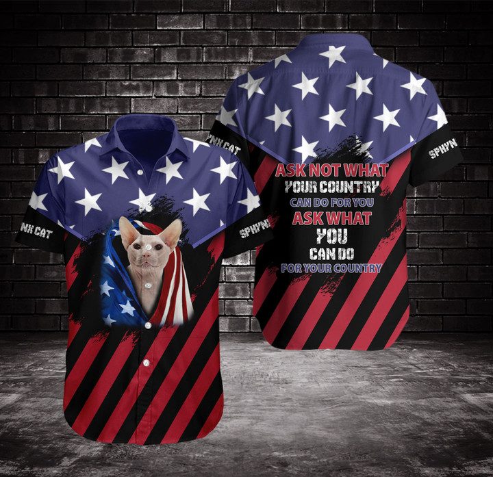 AIO Pride - United States Flag And Your Favorite Sphynx Cat Hawaiian Shirt