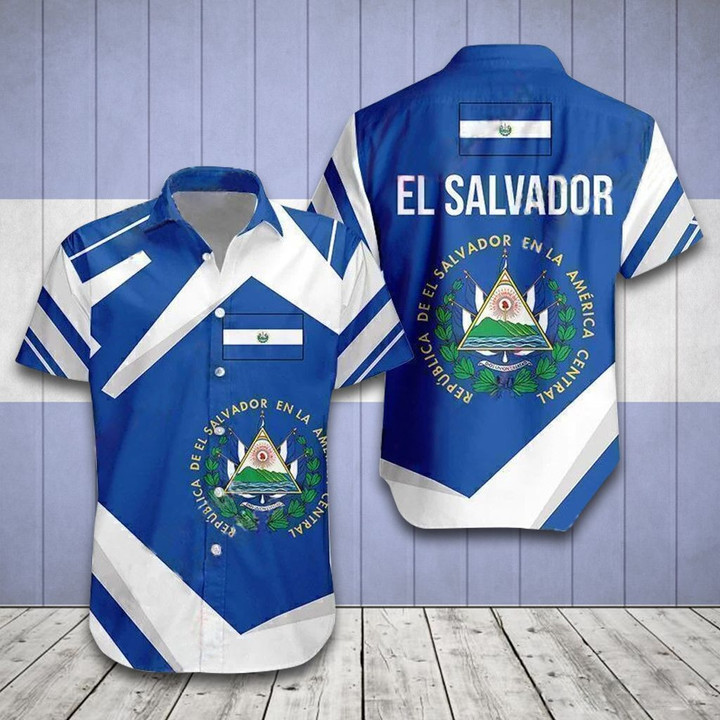 AIO Pride - El Salvador Coat Of Arms Design Hawaiian Shirt