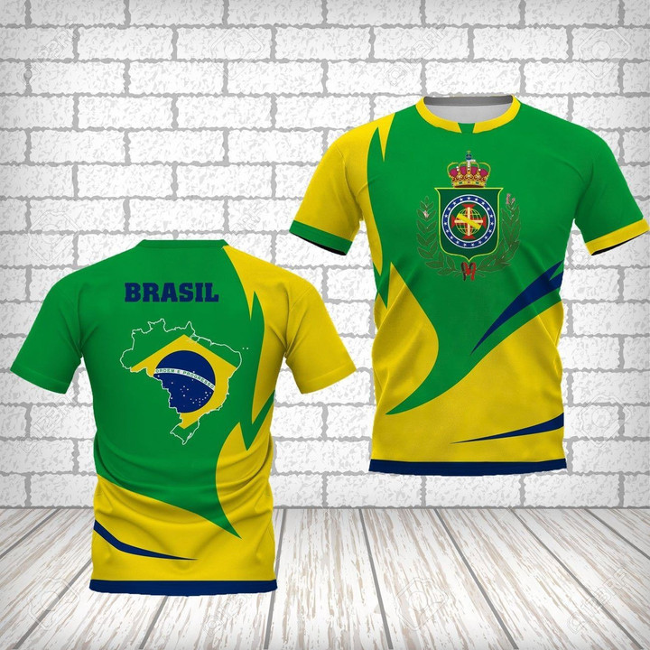 AIO Pride - Brazil Map & Flag Unisex Adult T-shirt