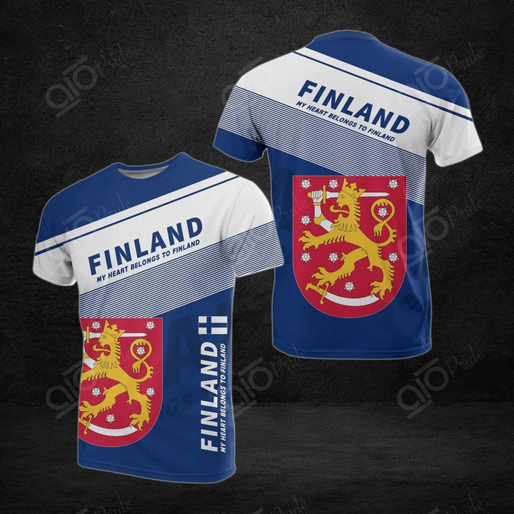 AIO Pride - Finland Flag - My Heart Belong To Finland Unisex Adult T-shirt