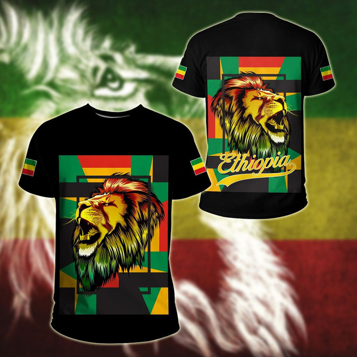 AIO Pride - Ethiopia Lion Abstrato Black Unisex Adult T-shirt