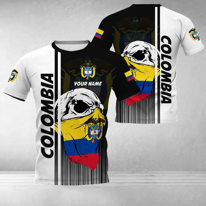 AIO Pride - Customize Colombia Coat Of Arms & Special Skull Unisex Adult T-shirt