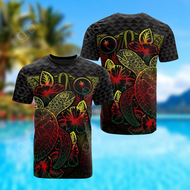 AIO Pride - Chuuk Polynesian Turtle Hibiscus Reggae Unisex Adult T-shirt