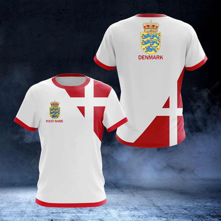 AIO Pride - Custom Name Denmark Flag Unisex Adult T-shirt