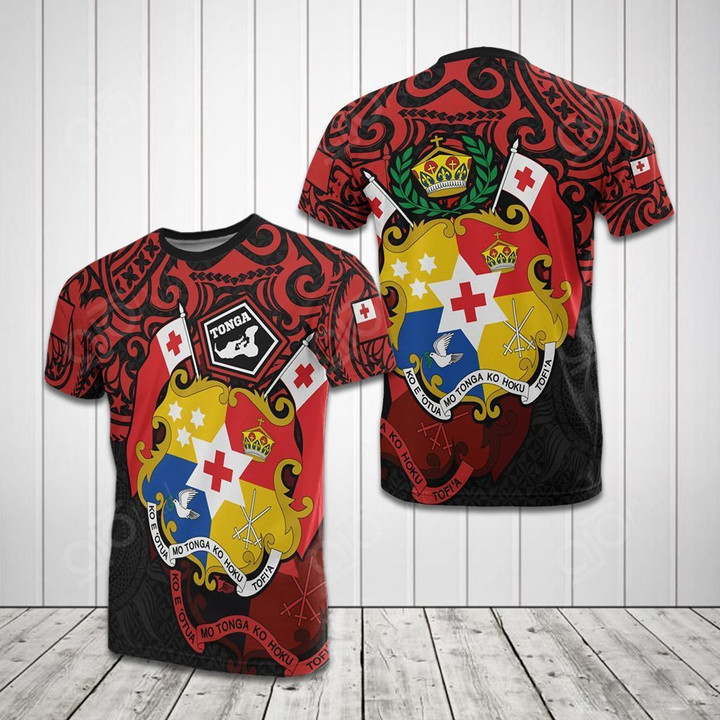 AIO Pride - Tonga Coat Of Arms And Map Unisex Adult T-shirt