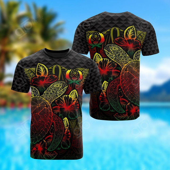 AIO Pride - Pohnpei Polynesian Turtle Hibiscus Reggae Unisex Adult T-shirt