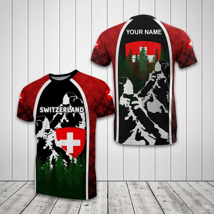 AIO Pride - Custom Name Switzerland Moutain Unisex Adult T-shirt