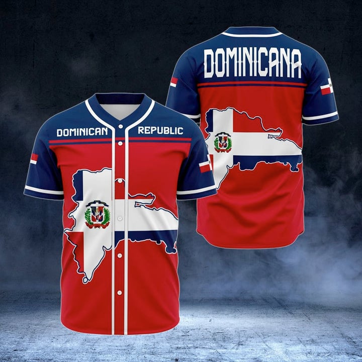 AIO Pride - Dominican Republic Map Unisex Adult Baseball Jersey Shirt