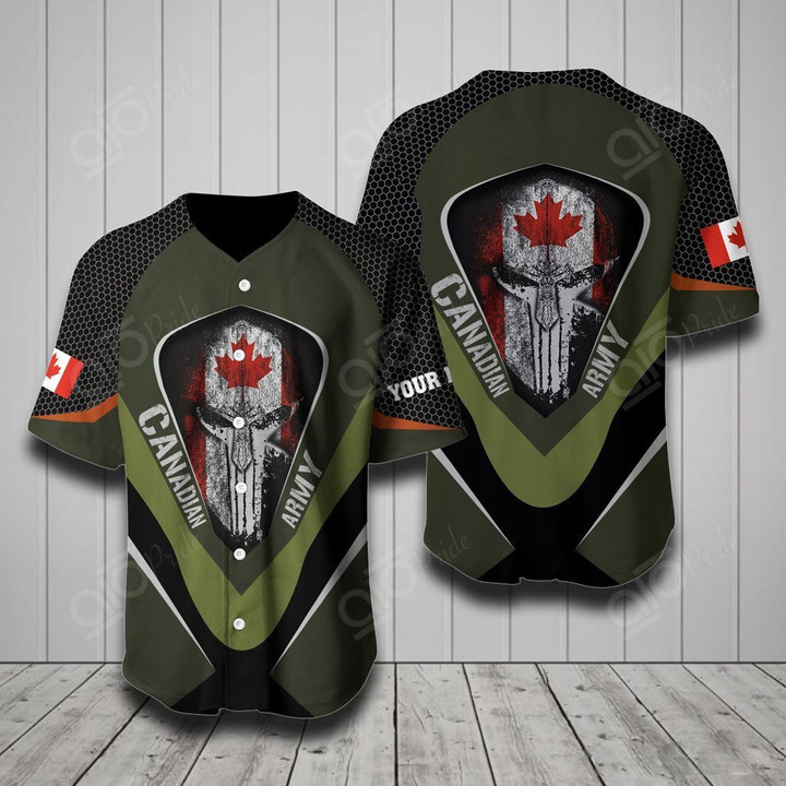 AIO Pride - Custom Name Canadian Army Flag Helmet Baseball Jersey Shirt