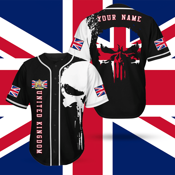 AIO Pride - Skulls Printed With Flags United Kingdom Unisex Adult Baseball Jersey Shirt