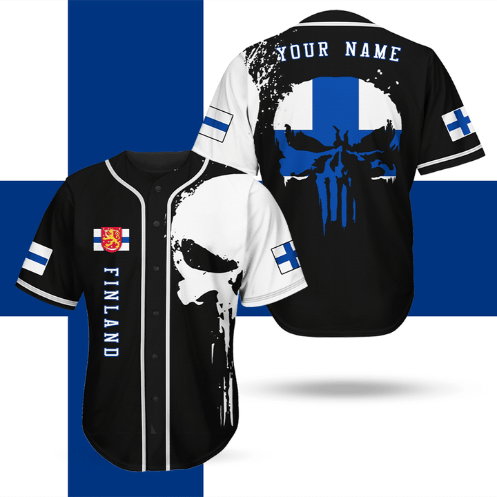 AIO Pride - Skulls Printed With Flags Finland Unisex Adult Baseball Jersey Shirt