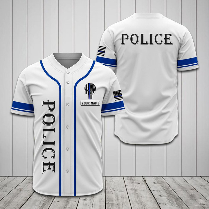 AIO Pride - Customize Police - White Baseball Jersey Shirt