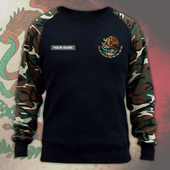 AIO Pride - Customize Mexico Coat Of Arms Camo Sweatshirt