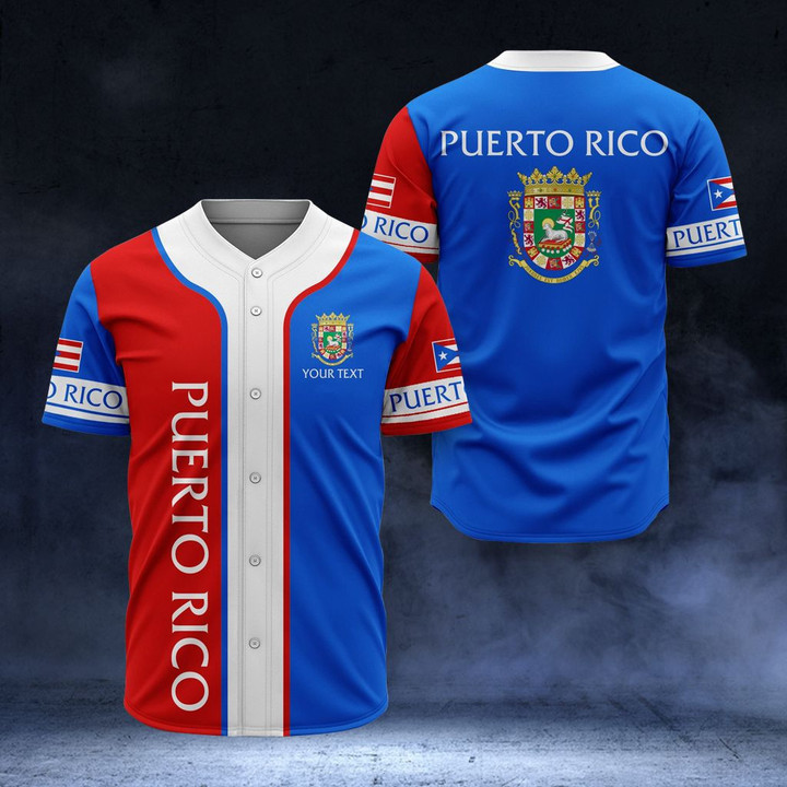AIO Pride - Customize Puerto Rico Flag & Coat Of Arms Unisex Adult Baseball Jersey Shirt