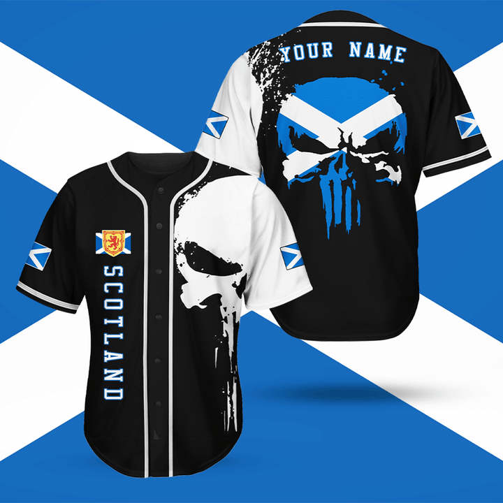 AIO Pride - Skulls Printed With Flags Scotland Unisex Adult Baseball Jersey Shirt