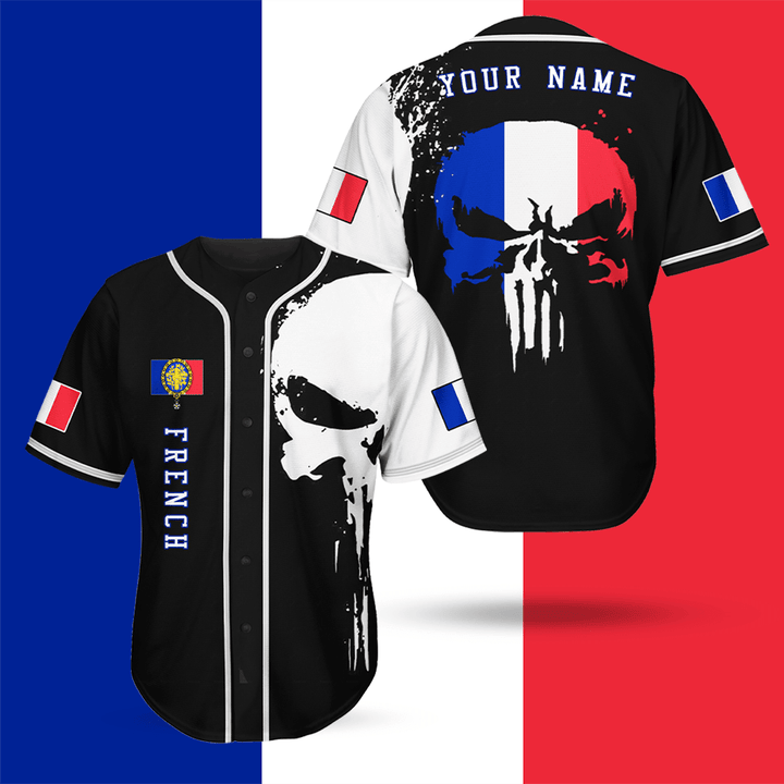 AIO Pride - Skulls Printed With Flags France Unisex Adult Baseball Jersey Shirt