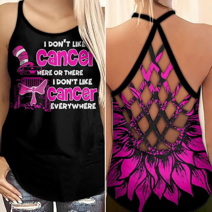 AIO Pride - I Don't like Breast Cancer Criss-Cross Back Tank Top