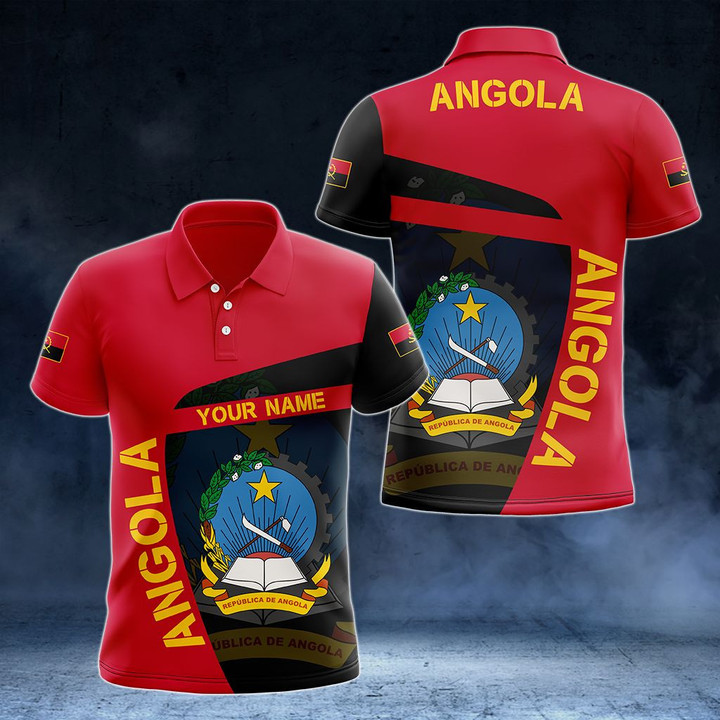 AIO Pride - Customize Angola Coat Of Arms - Premium Style Unisex Adult Polo Shirt
