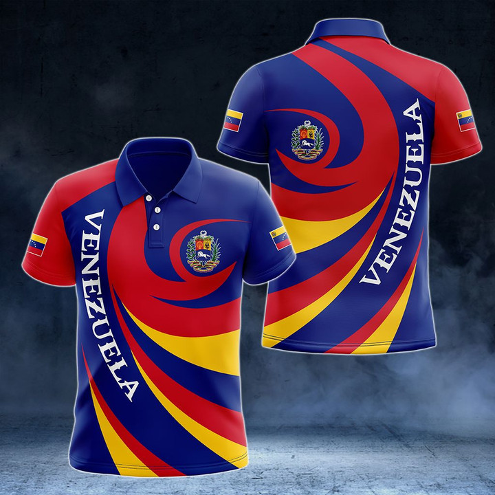AIO Pride - Venezuela Coat Of Arms - Whirlpool Style Unisex Adult Polo Shirt