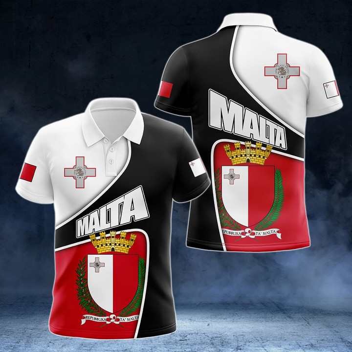 AIO Pride - Malta Flag- New Form Unisex Adult Polo Shirt