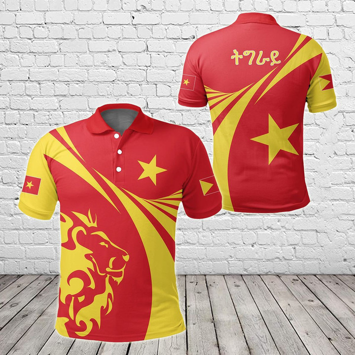 AIO Pride - Tigray Swirly Lion Flag Unisex Adult Polo Shirt