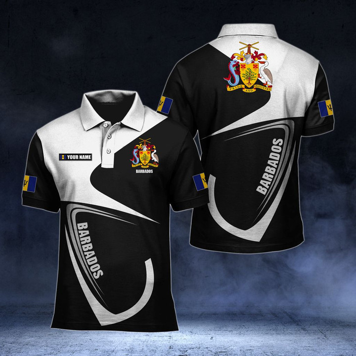 AIO Pride - Customize Barbados Coat Of Arms & Flag Unisex Adult Polo Shirt