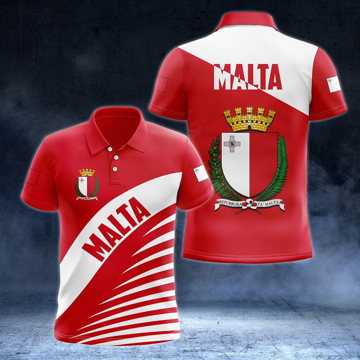 AIO Pride - Malta Coat Of Arms Flag - New Version Unisex Adult Polo Shirt