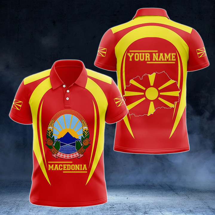 AIO Pride - Customize Macedonia Map & Coat Of Arms Unisex Adult Polo Shirt