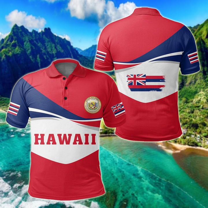 AIO Pride - Hawaii Flag Reg Style Unisex Adult Polo Shirt