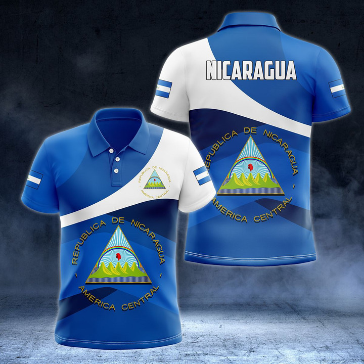 AIO Pride - Nicaragua Coat Of Arms Flag Special - New Version Unisex Adult Polo Shirt