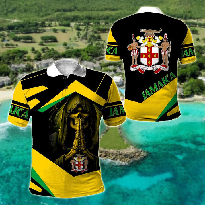 AIO Pride - Jamaica Skull Unisex Adult Polo Shirt