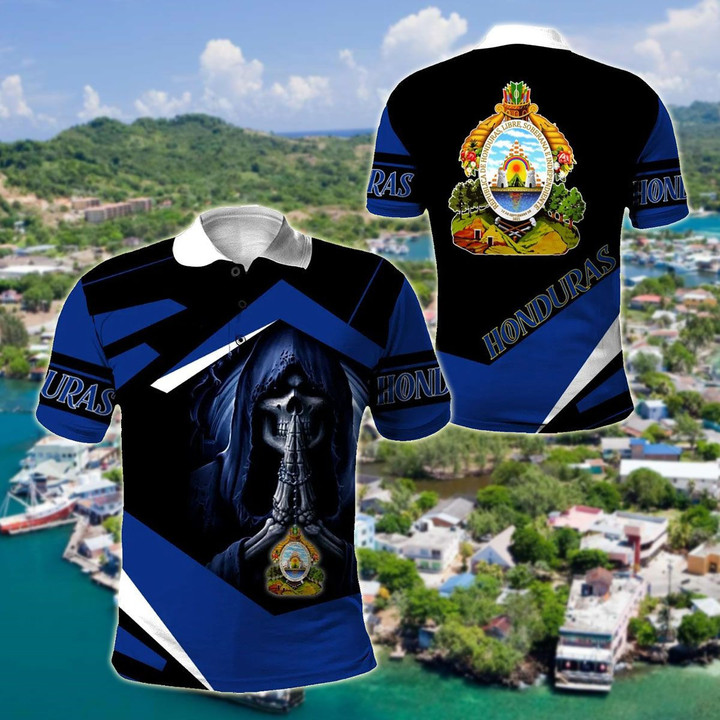 AIO Pride - Honduras Skull Unisex Adult Polo Shirt