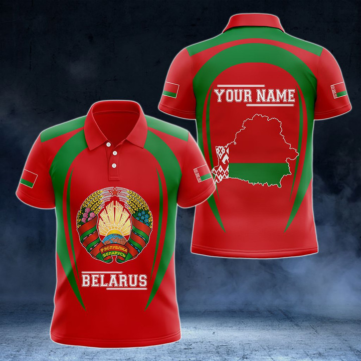 AIO Pride - Customize Belarus Map & Coat Of Arms Unisex Adult Polo Shirt