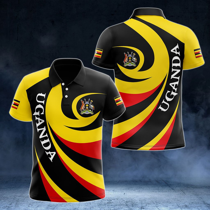 AIO Pride - Uganda Coat Of Arms - Whirlpool Style Unisex Adult Polo Shirt
